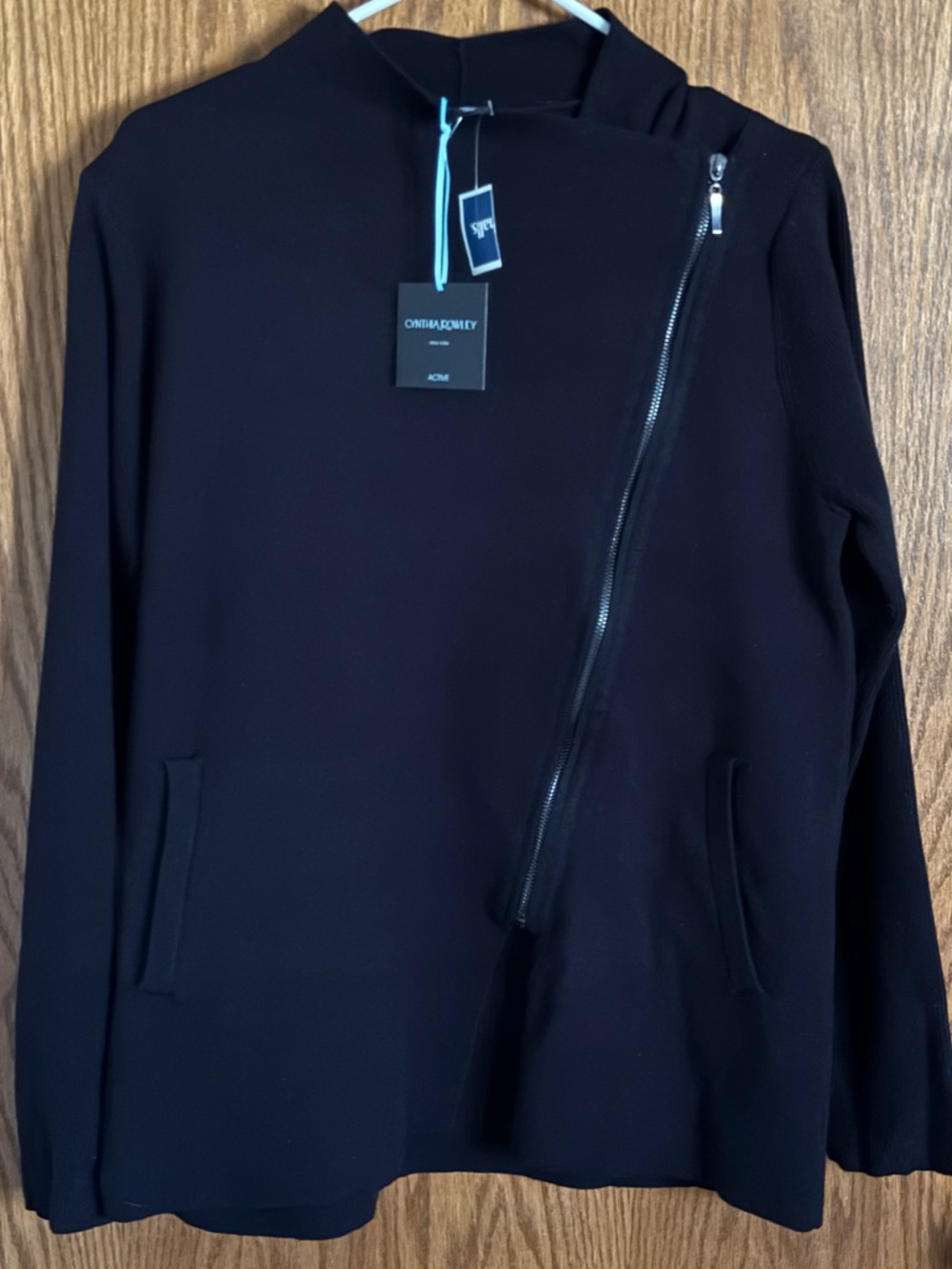 Cynthia Rowley Active Black Moto Jacket Women's Asymmetrical Zip Size Small NWT